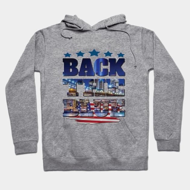 Show Police Support Thin Blue Line Back the Blue American Flag Gifts NYC Hoodie by Envision Styles